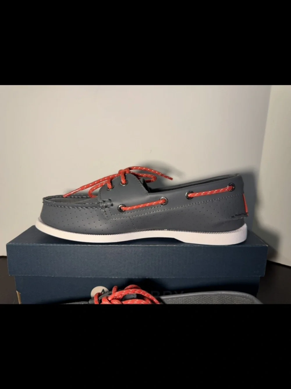 Sperry Resort A/O 2-Eye Perforated Top Sider Boat Shoes Grey Mens 7.5M